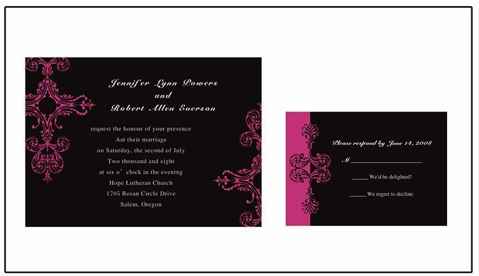 faire part mariage baroque, faire part mariage noiret fuchia, invitation mariage noir et fuchia, mariage theme fuchia et noir